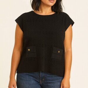 SEE BY CHLOE‎ Knit Sleeveless Patch Pocket Top Black Size 4